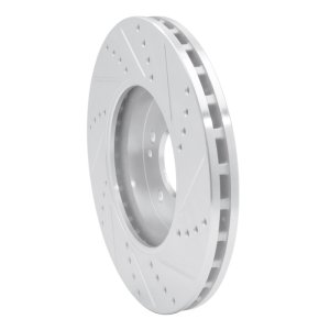 Chrysler Crossfire Brake Rotor (1) - Front Left - R1 Concepts - Drilled & Slotted - Silver - `96-`11